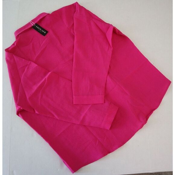 Ekouaer Womens Sz XL Hot Pink  2-Pc L/S Button Down Drawstring Shorts Lounge Set - Picture 3 of 7